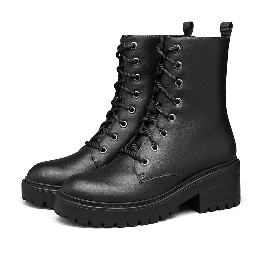 Women's High-Top Retro Chunky Heel Martin Boots