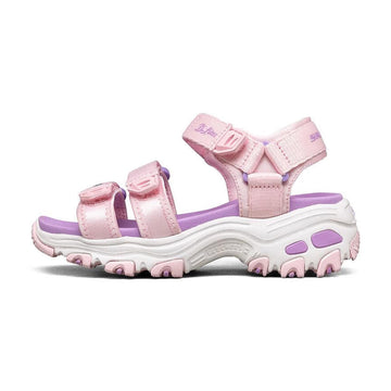 Girls' Pink Hook-and-Loop Sandals with Floral Embroidery